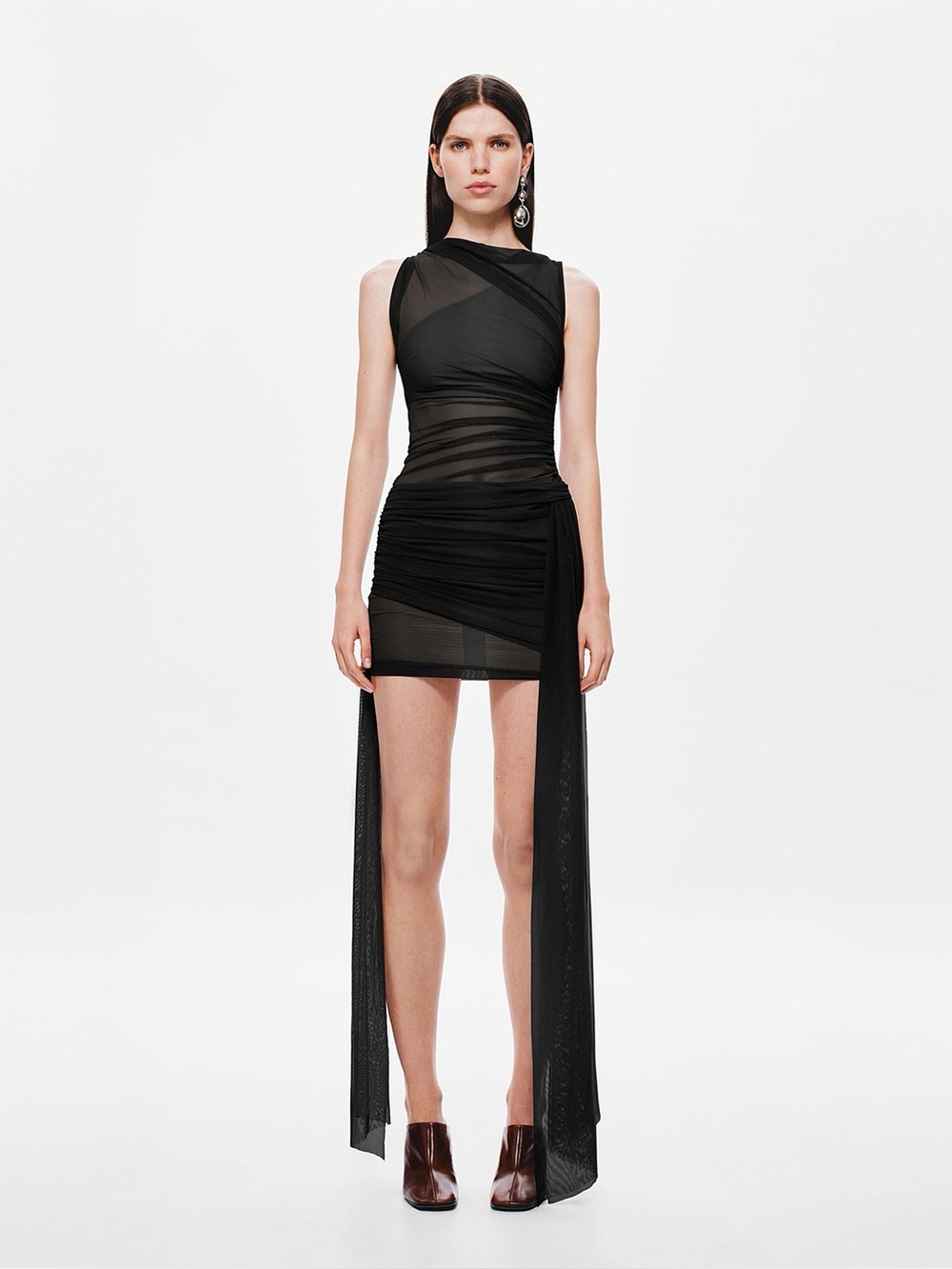 Misha Lucid Mini Dress Mesh Wrap in Black Size Medium